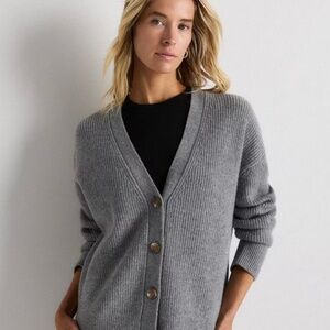 Quince Mongolian Cashmere Fisherman Boxy Cropped Cardigan Sweater S RP $249